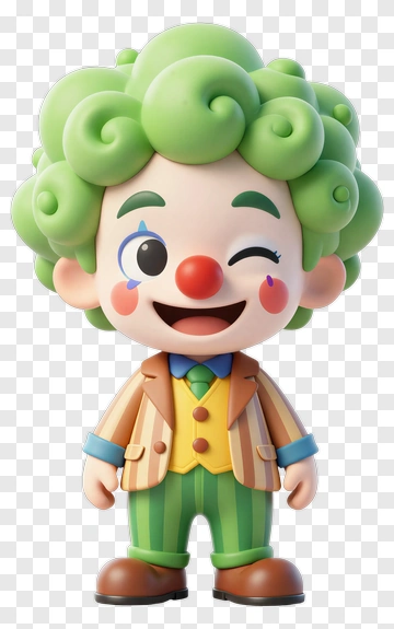Cartoon Clown Winking With Colorful Hair PNG