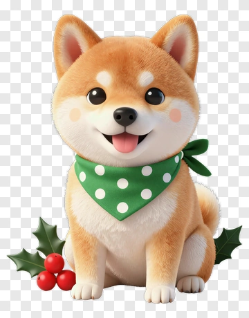 Cartoon Shiba Inu With Christmas Decorations PNG