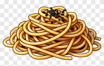 Plate Of Spaghetti With Black Sesame Seeds PNG