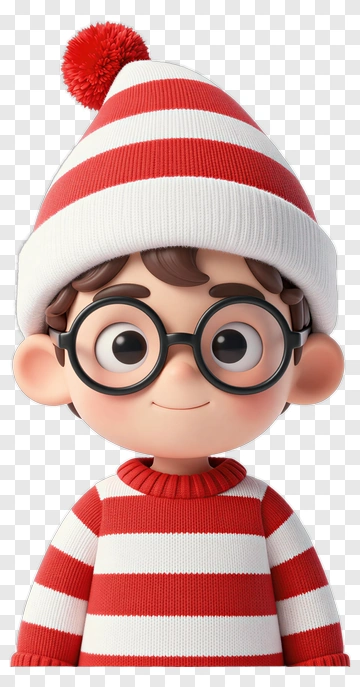 Cartoon Character Wearing Striped Sweater And Hat PNG
