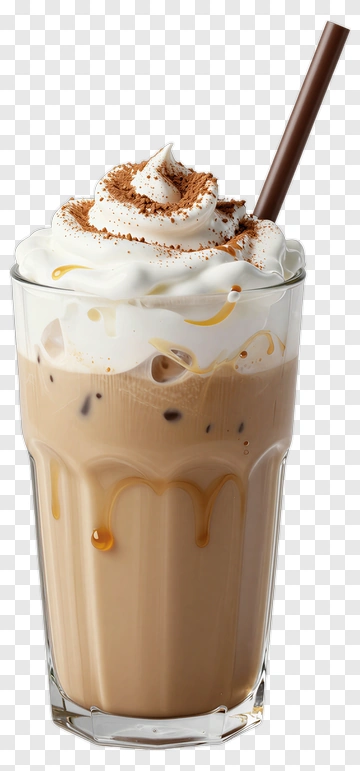 Iced Coffee With Whipped Cream And Chocolate Shavings PNG