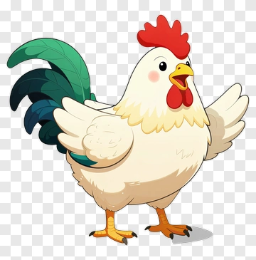 Cartoon Rooster Standing Proudly PNG