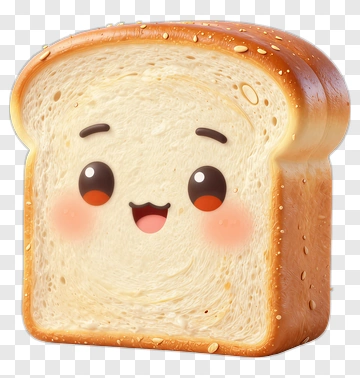 Cartoon Slice Of Bread With A Happy Face PNG