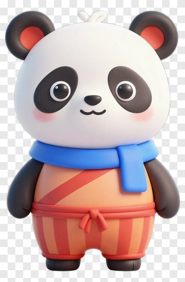 Cartoon Panda Character With Scarf PNG