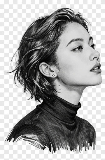 Stylish Woman With Short Hair PNG