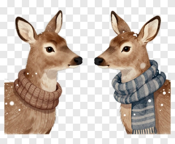 Deer Wearing Scarves In Winter PNG