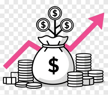 Money Bag With Growing Coins And Arrow Chart PNG