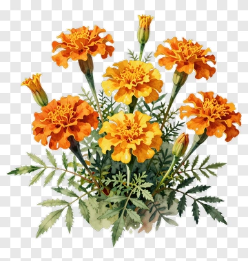 Colorful Marigold Flower Bouquet PNG