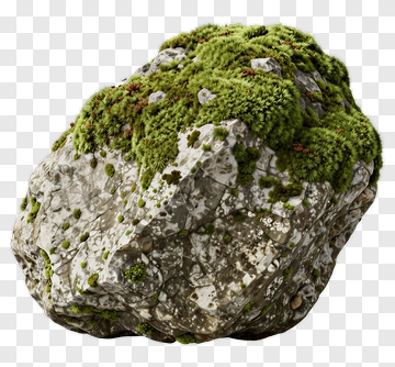 Rock Covered In Green Moss PNG