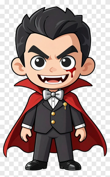 Cartoon Vampire Boy With Red Cape PNG