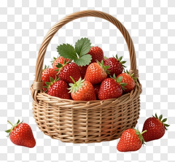 Strawberry Basket Filled With Fresh Strawberries PNG