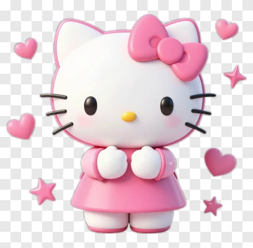 Hello Kitty Character With Pink Hearts PNG