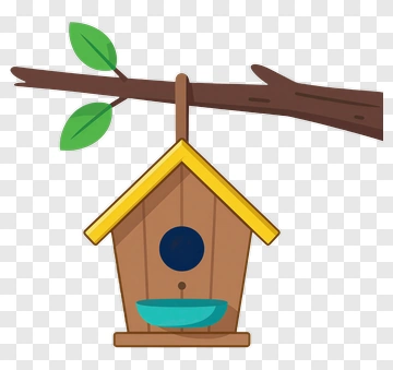 Cartoon Birdhouse On A Branch PNG