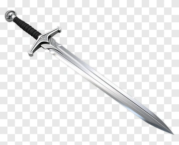 Silver Sword With Black Handle PNG