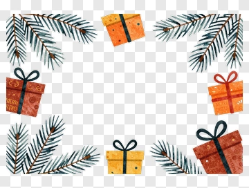 Christmas Gift Frame With Pine Branches PNG