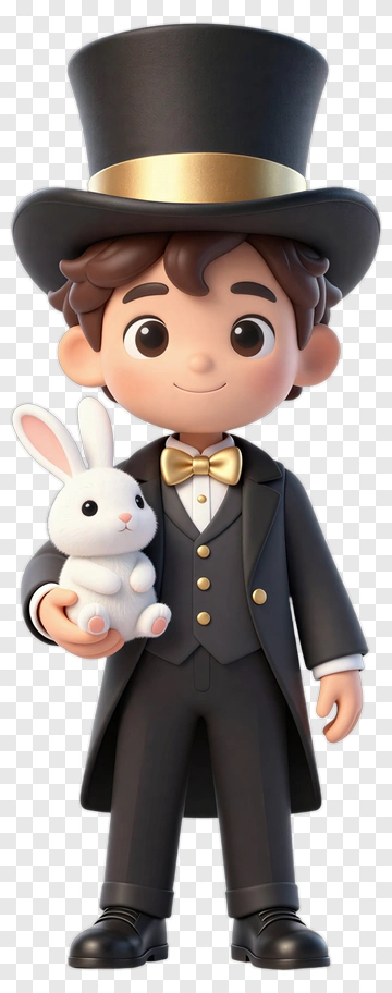 Cartoon Magician Holding A White Rabbit PNG