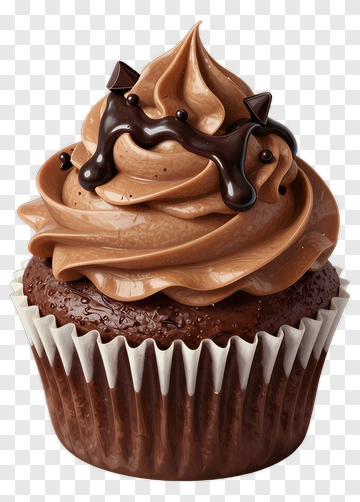 Chocolate Cupcake With Swirled Frosting PNG