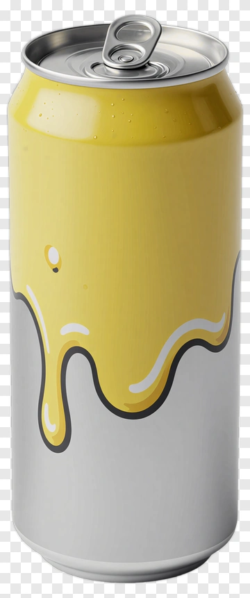 Yellow Soda Can With Dripping Design PNG
