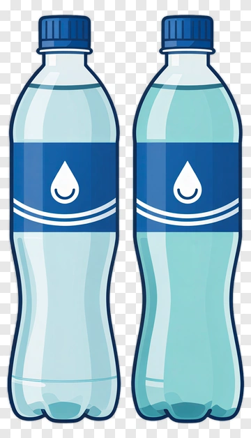 Water Bottle With Blue Label PNG