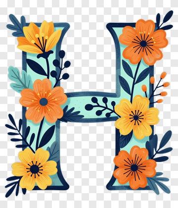 Floral Letter H Decoration PNG