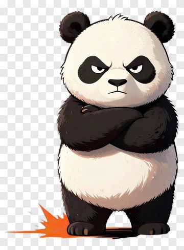 Cartoon Panda With Arms Crossed PNG