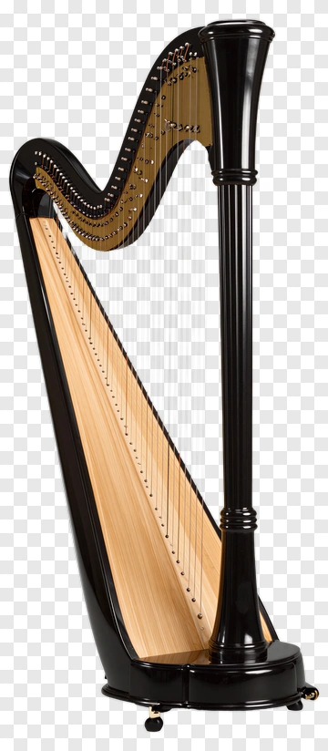 Black Harp With Wooden Strings PNG