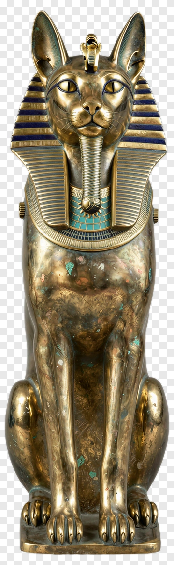 Golden Egyptian Cat Statue PNG