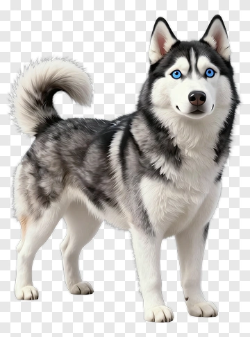 3D Siberian Husky Dog PNG