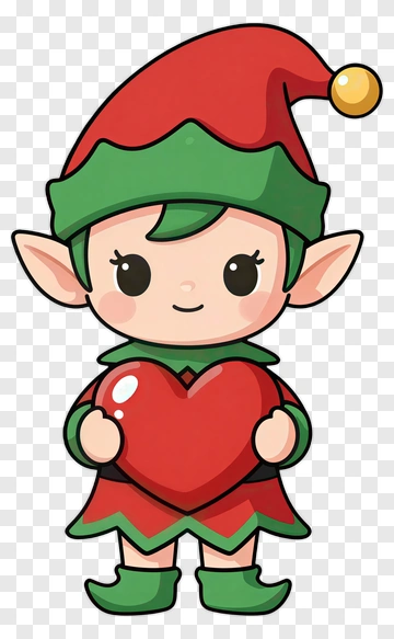 Cartoon Elf Holding A Heart PNG