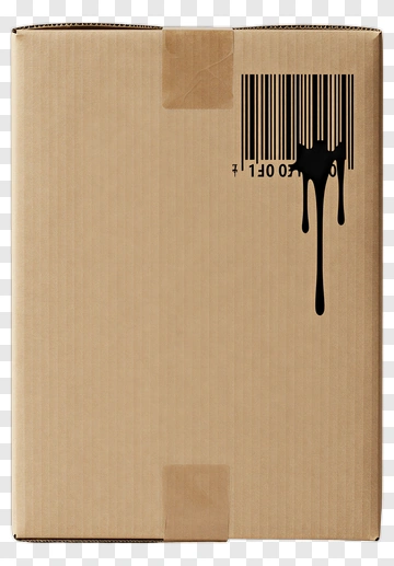 Cardboard Box With Dripping Barcode PNG