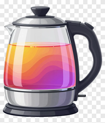Colorful Electric Kettle With Gradient Water PNG