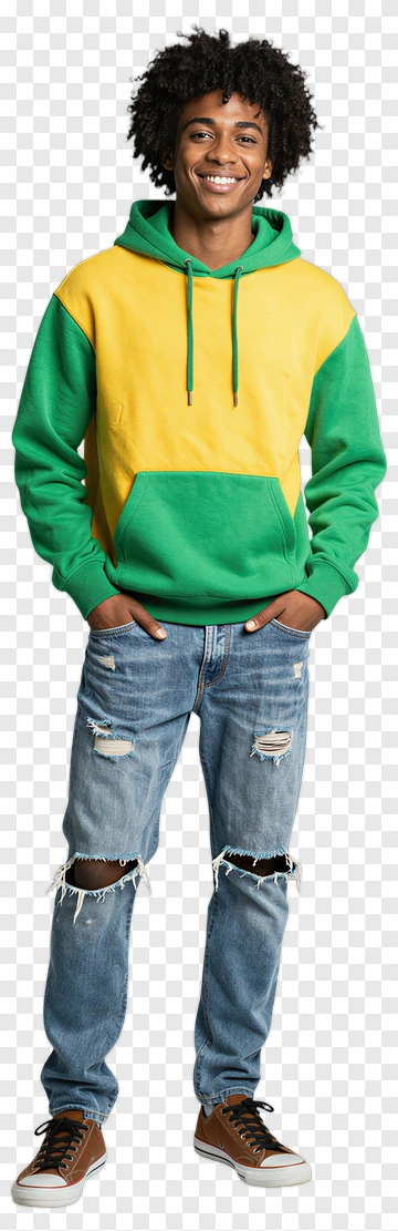 Smiling Young Man In Colorful Hoodie PNG