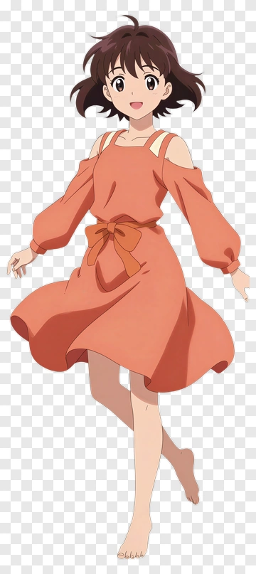 Girl In A Pink Dress Dancing PNG