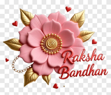 Pink Flower With Raksha Bandhan Text PNG
