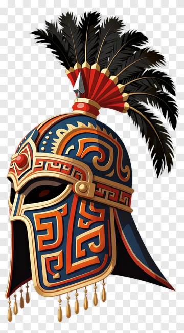 Decorative Roman Helmet With Feathers PNG