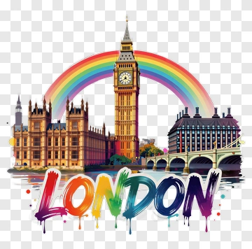 Colorful London Cityscape With Big Ben And Rainbow PNG