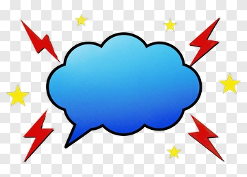 Cartoon Speech Bubble With Lightning And Stars PNG