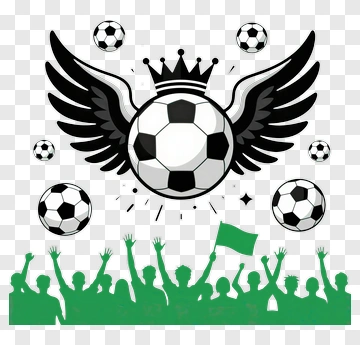Soccer Ball With Wings And Fans Celebrating PNG