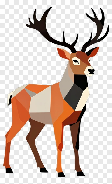 Geometric Deer With Antlers PNG
