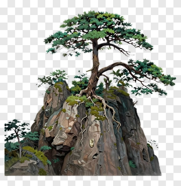 Tree Growing On A Rock PNG