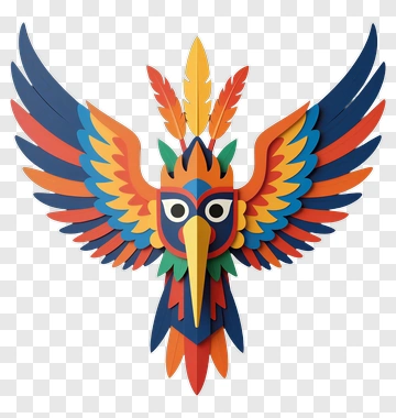 Colorful Paper Bird With Feathered Wings PNG