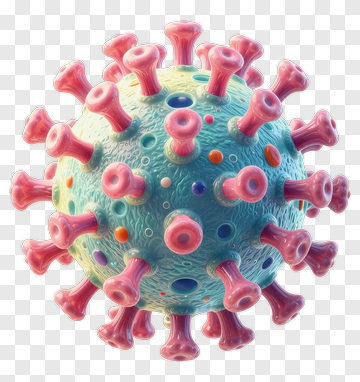 3D Virus Model With Colorful Spike Proteins PNG