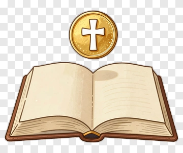 Open Bible With Gold Coin PNG