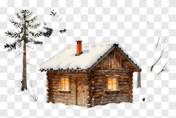 Wooden Cabin In A Snowy Landscape PNG