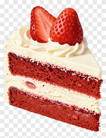 Red Velvet Cake With Strawberries PNG