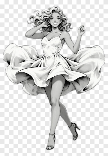 Woman In White Dress Smiling And Dancing PNG
