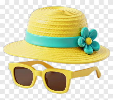 Yellow Sun Hat And Sunglasses PNG