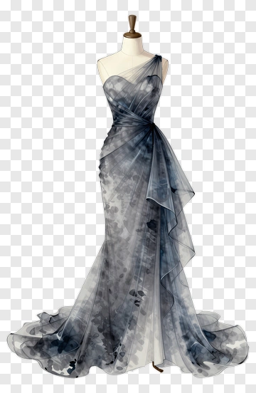 Elegant Evening Dress With Flowing Design PNG