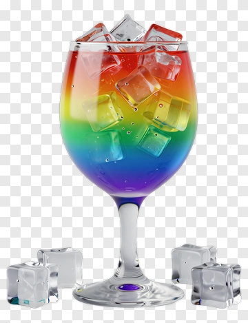 Colorful Glass Of Ice With Rainbow Gradient PNG