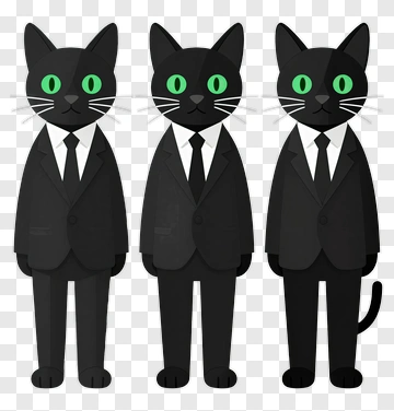 Cartoon Black Cat Business Team PNG